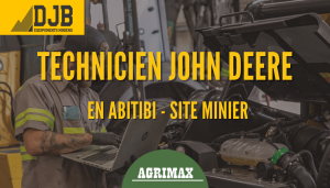Technicien John Deere sur site minier pour DJB Équipements Miniers